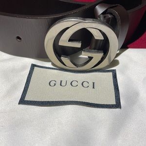 Gucci Belt Brown and Silver